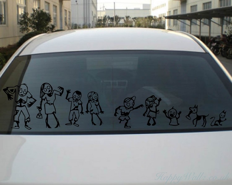 Zombie Family Stick Figures Car Decals